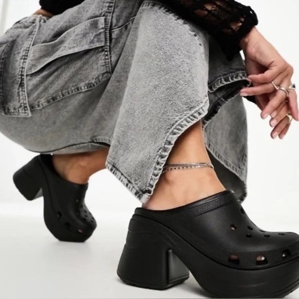 Crocs Siren Clog Chunky Black Platform Women's 13 (Men's 11) Unisex Y2K Grunge